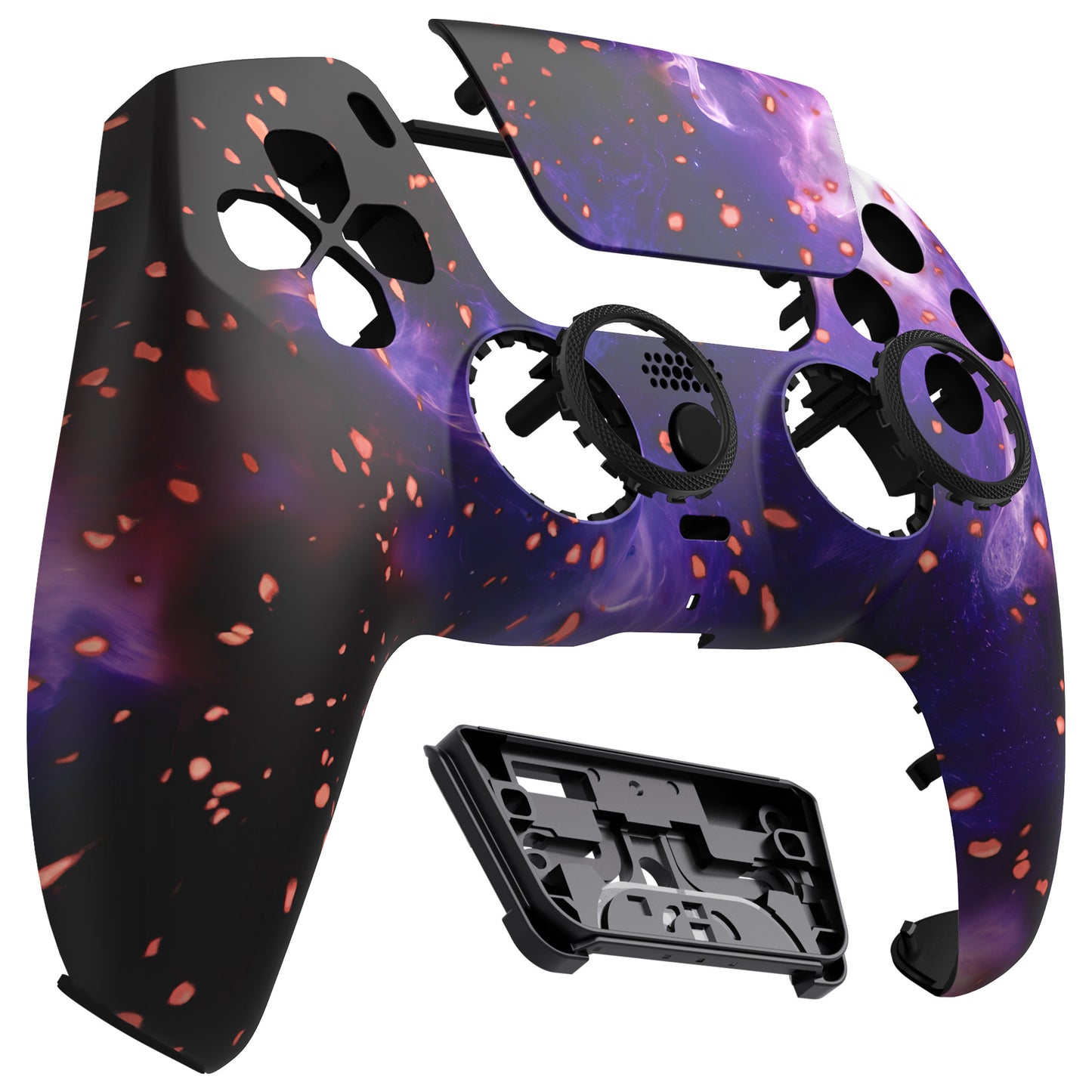 eXtremeRate PS5コントローラーBDM-010/020/030/040/050対応LUNA再設計交換対応用フロントシェル＆タッチパッド【蓄光仕様 ダークマター風】