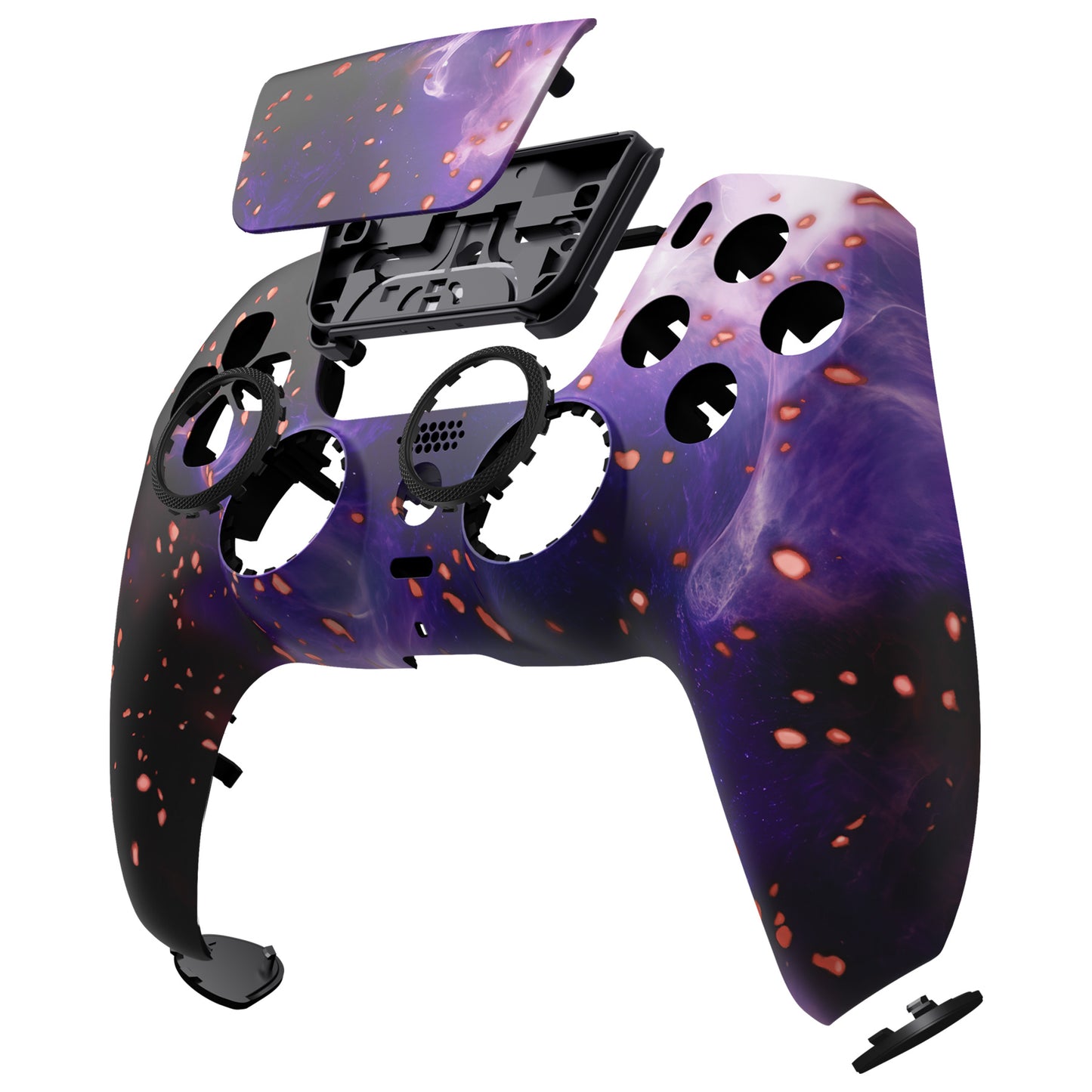 eXtremeRate PS5コントローラーBDM-010/020/030/040/050対応LUNA再設計交換対応用フロントシェル＆タッチパッド【蓄光仕様 ダークマター風】