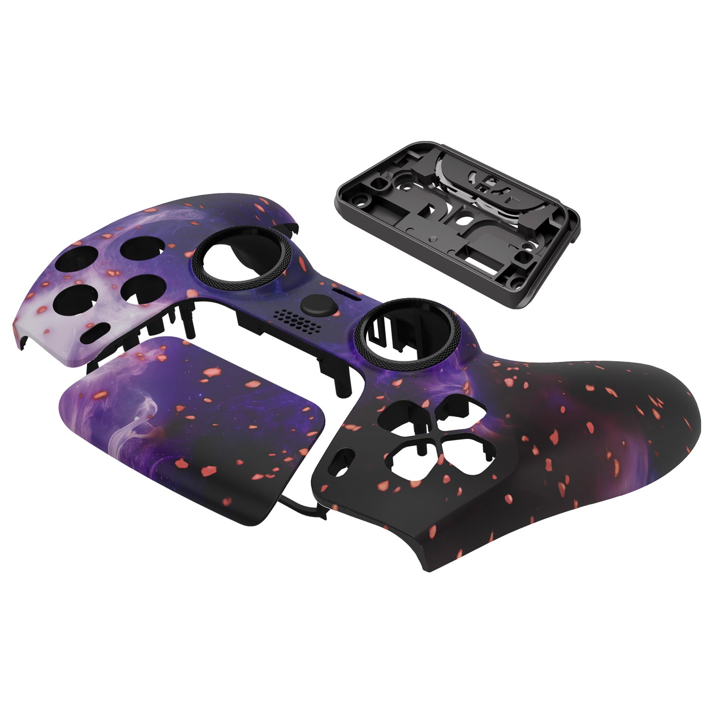 eXtremeRate PS5コントローラーBDM-010/020/030/040/050対応LUNA再設計交換対応用フロントシェル＆タッチパッド【蓄光仕様 ダークマター風】