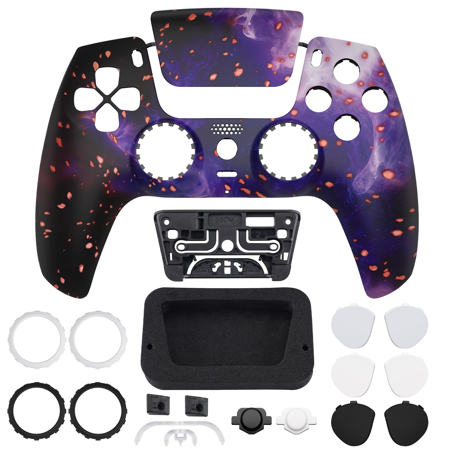eXtremeRate PS5コントローラーBDM-010/020/030/040/050対応LUNA再設計交換対応用フロントシェル＆タッチパッド【蓄光仕様 ダークマター風】