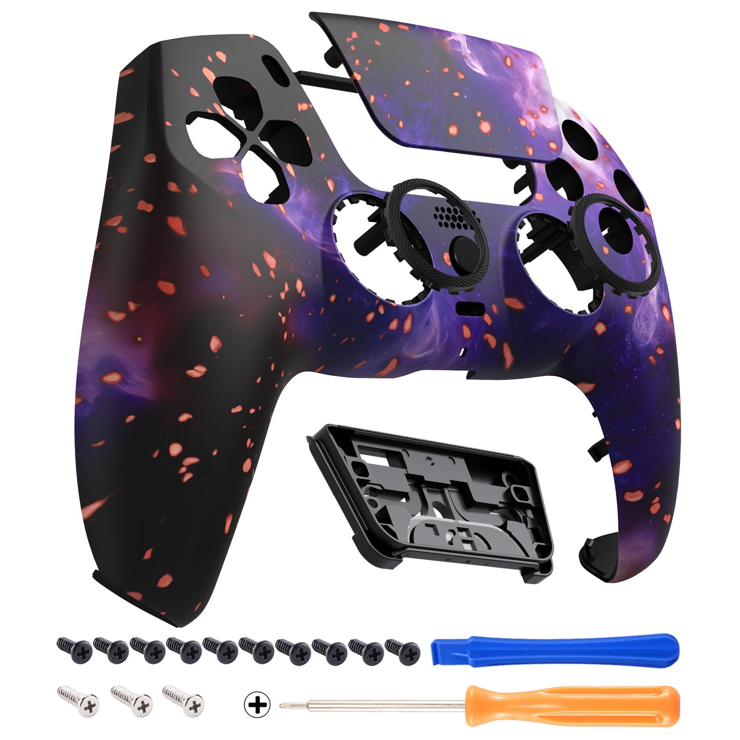 eXtremeRate PS5コントローラーBDM-010/020/030/040/050対応LUNA再設計交換対応用フロントシェル＆タッチパッド【蓄光仕様 ダークマター風】