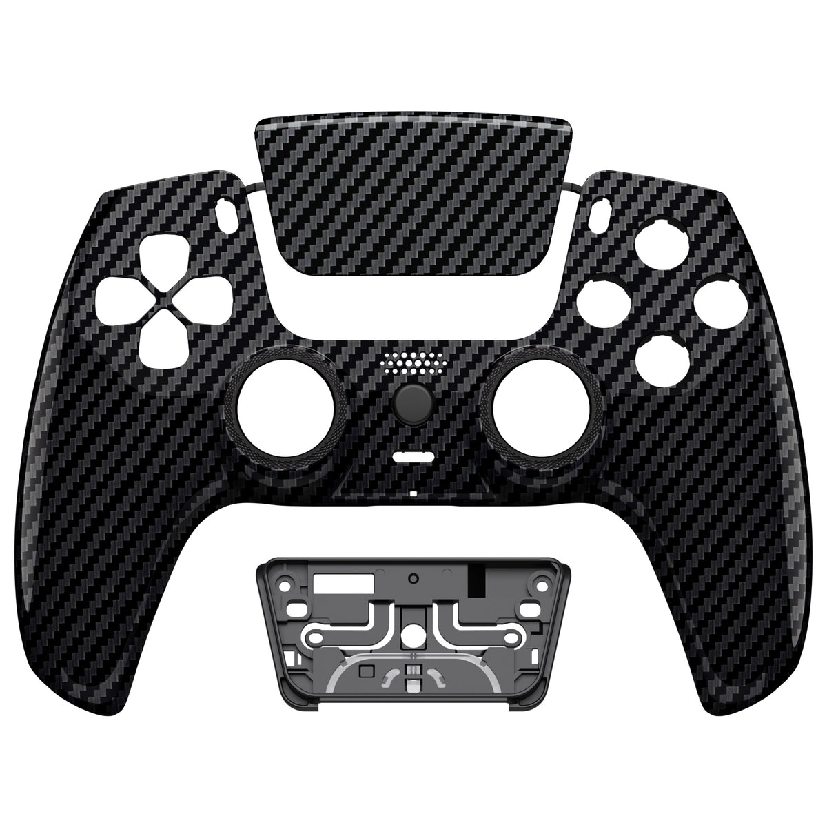 eXtremeRate PS5コントローラーBDM-010/020/030/040/050/060対応LUNA再設計交換対応用フロントシェル＆タッチパッド【グラファイトカーボンファイバー】