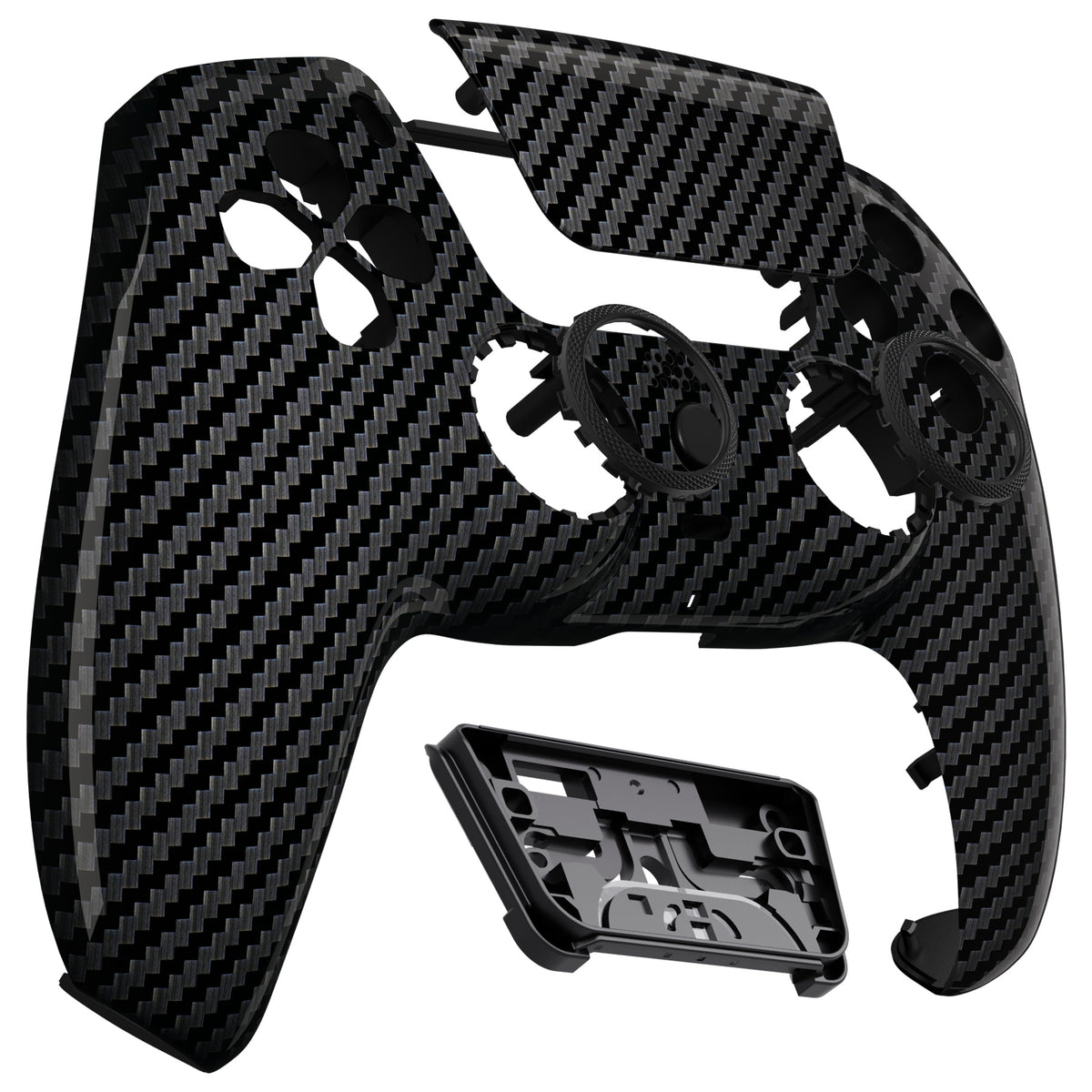 eXtremeRate PS5コントローラーBDM-010/020/030/040/050/060対応LUNA再設計交換対応用フロントシェル＆タッチパッド【グラファイトカーボンファイバー】