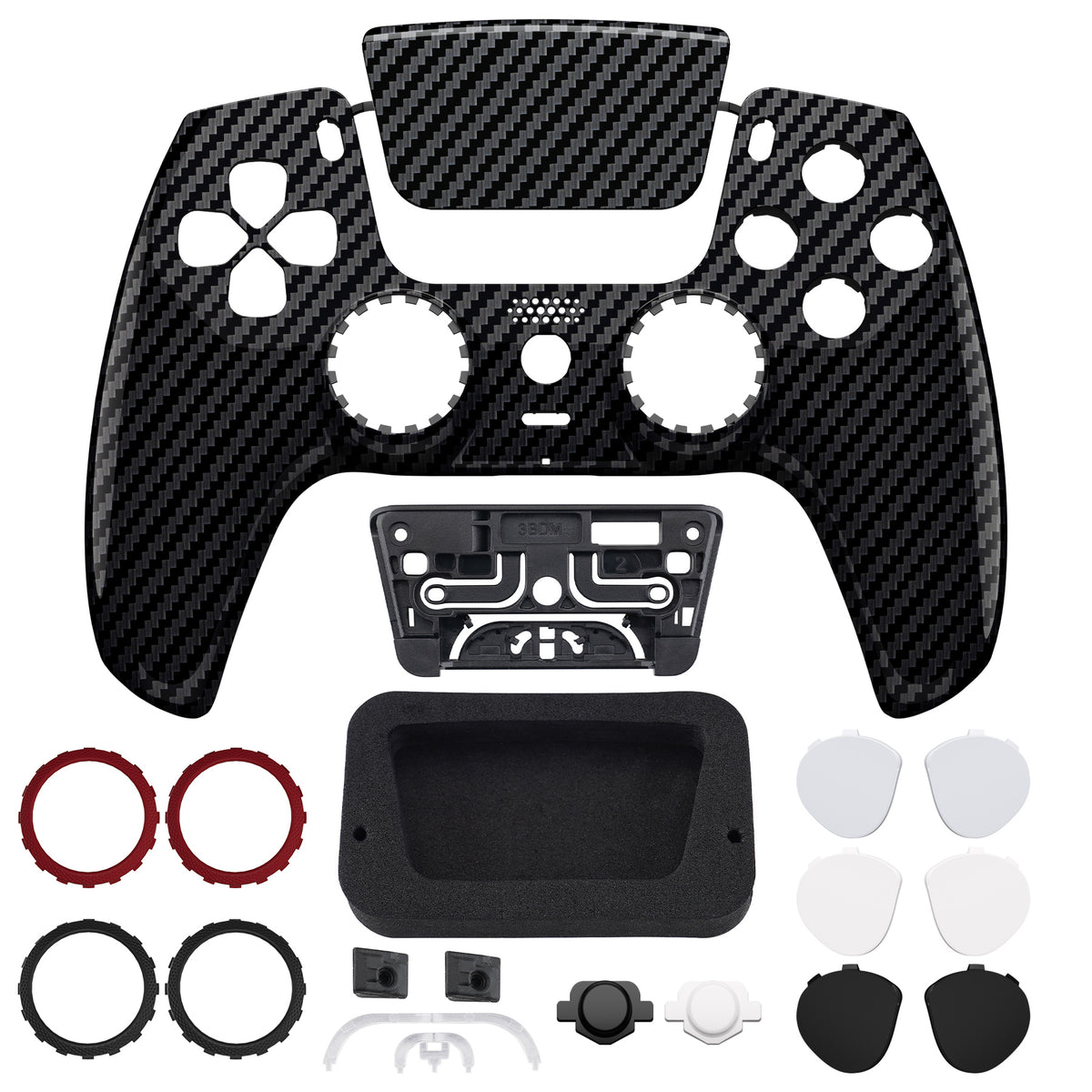 eXtremeRate PS5コントローラーBDM-010/020/030/040/050/060対応LUNA再設計交換対応用フロントシェル＆タッチパッド【グラファイトカーボンファイバー】