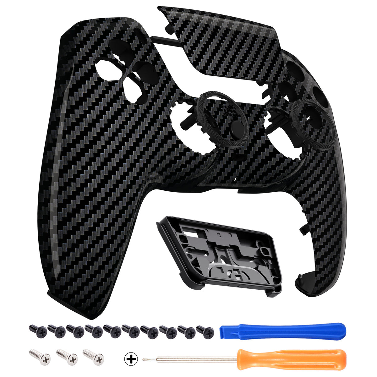 eXtremeRate PS5コントローラーBDM-010/020/030/040/050/060対応LUNA再設計交換対応用フロントシェル＆タッチパッド【グラファイトカーボンファイバー】