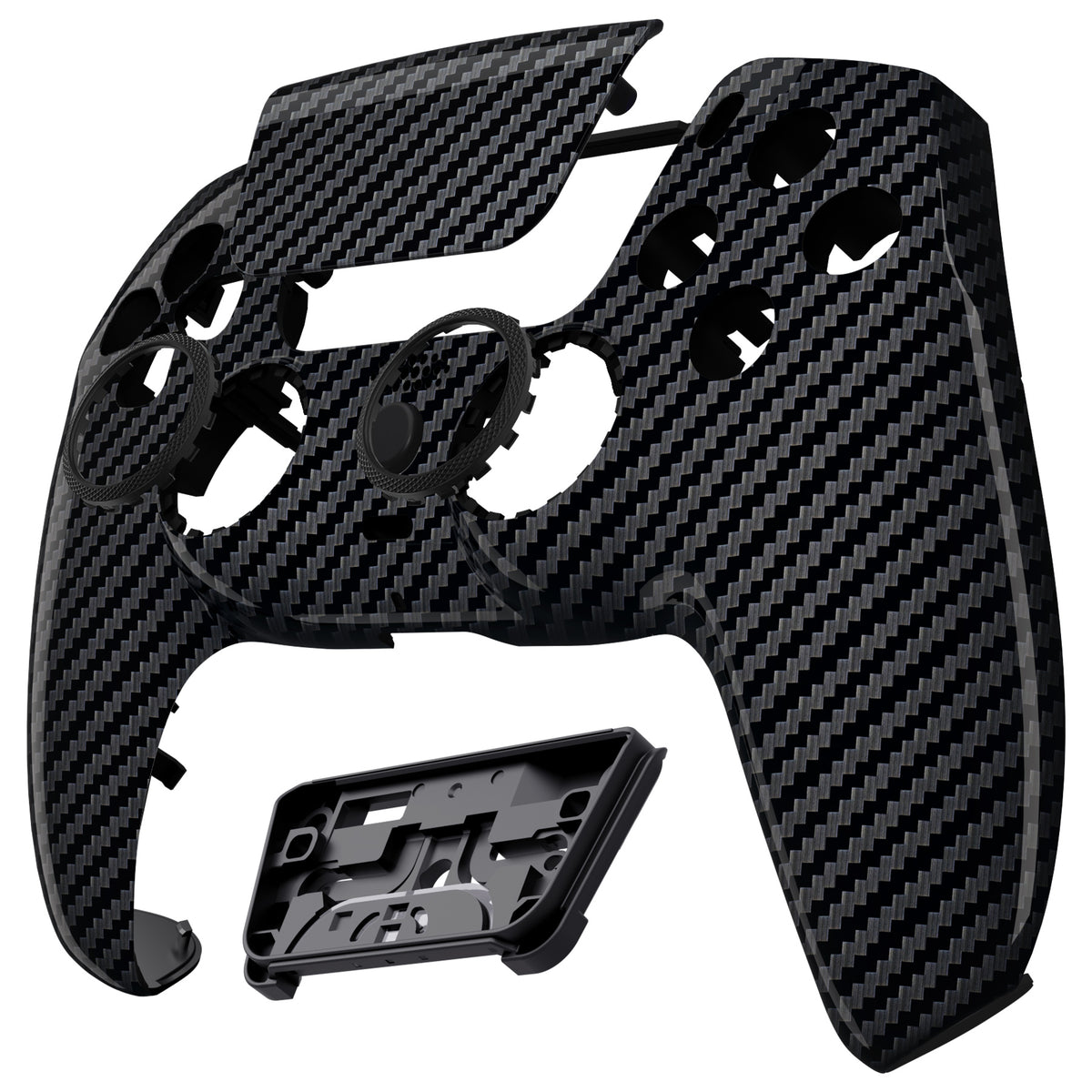 eXtremeRate PS5コントローラーBDM-010/020/030/040/050/060対応LUNA再設計交換対応用フロントシェル＆タッチパッド【グラファイトカーボンファイバー】