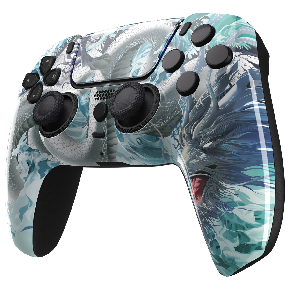 eXtremeRate PS5コントローラーBDM-010/020/030/040/050/060対応LUNA再設計交換対応用フロントシェル＆タッチパッド【翡翠竜-雲上の主君】