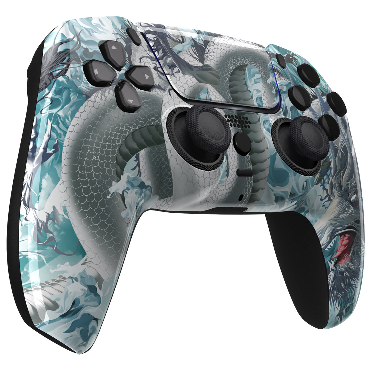 eXtremeRate PS5コントローラーBDM-010/020/030/040/050/060対応LUNA再設計交換対応用フロントシェル＆タッチパッド【翡翠竜-雲上の主君】