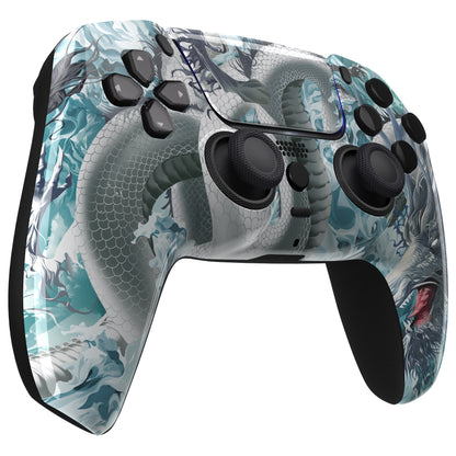 eXtremeRate PS5コントローラーBDM-010/020/030/040/050/060対応LUNA再設計交換対応用フロントシェル＆タッチパッド【翡翠竜-雲上の主君】