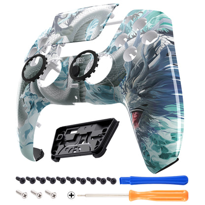 eXtremeRate PS5コントローラーBDM-010/020/030/040/050/060対応LUNA再設計交換対応用フロントシェル＆タッチパッド【翡翠竜-雲上の主君】