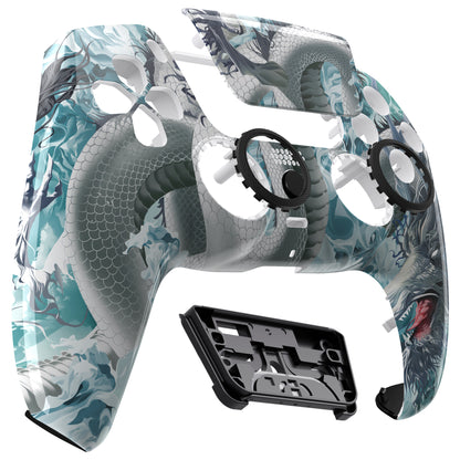 eXtremeRate PS5コントローラーBDM-010/020/030/040/050/060対応LUNA再設計交換対応用フロントシェル＆タッチパッド【翡翠竜-雲上の主君】