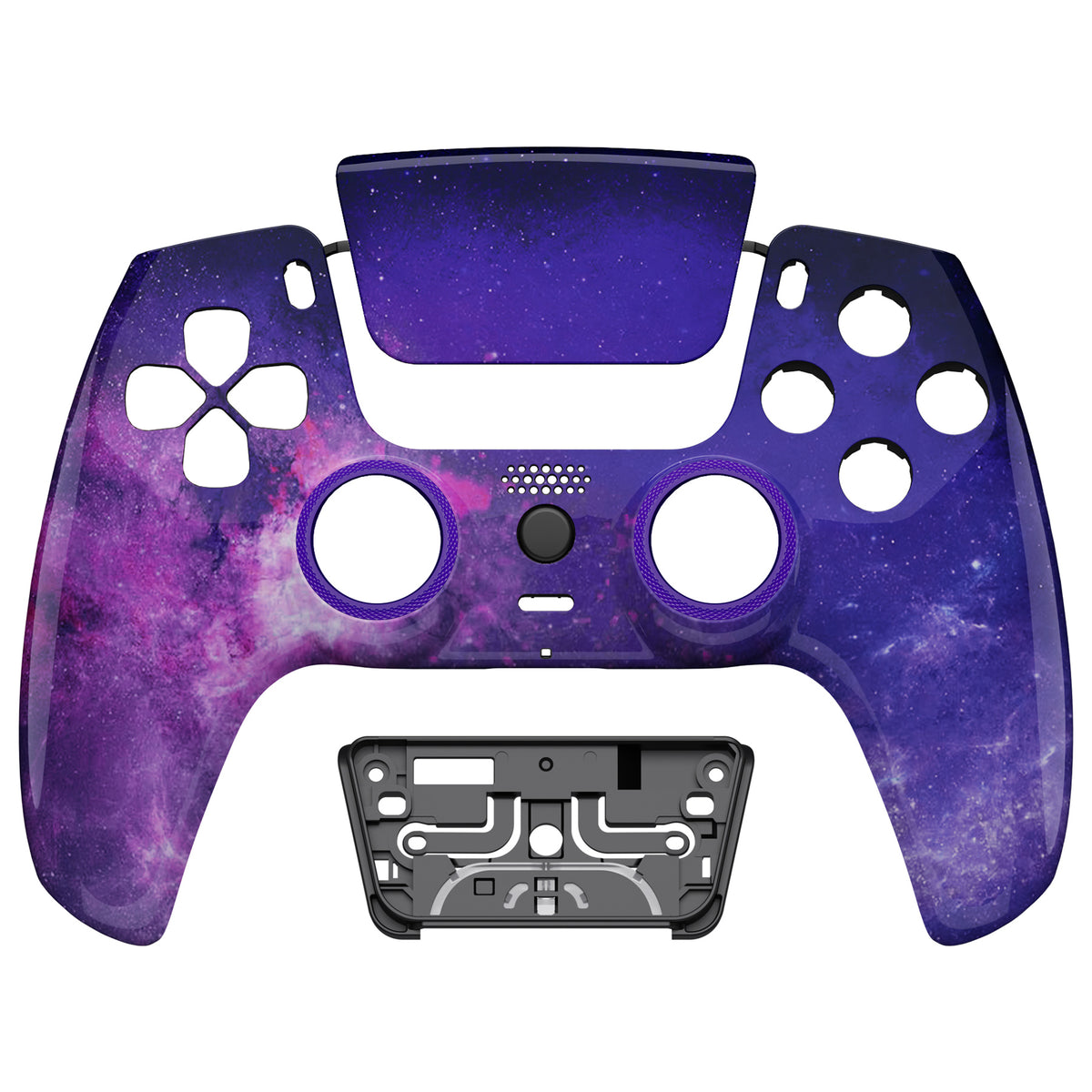 eXtremeRate PS5コントローラーBDM-010/020/030/040/050/060対応LUNA再設計交換対応用フロントシェル＆タッチパッド【パープル銀河】