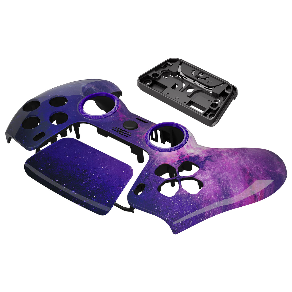 eXtremeRate PS5コントローラーBDM-010/020/030/040/050/060対応LUNA再設計交換対応用フロントシェル＆タッチパッド【パープル銀河】