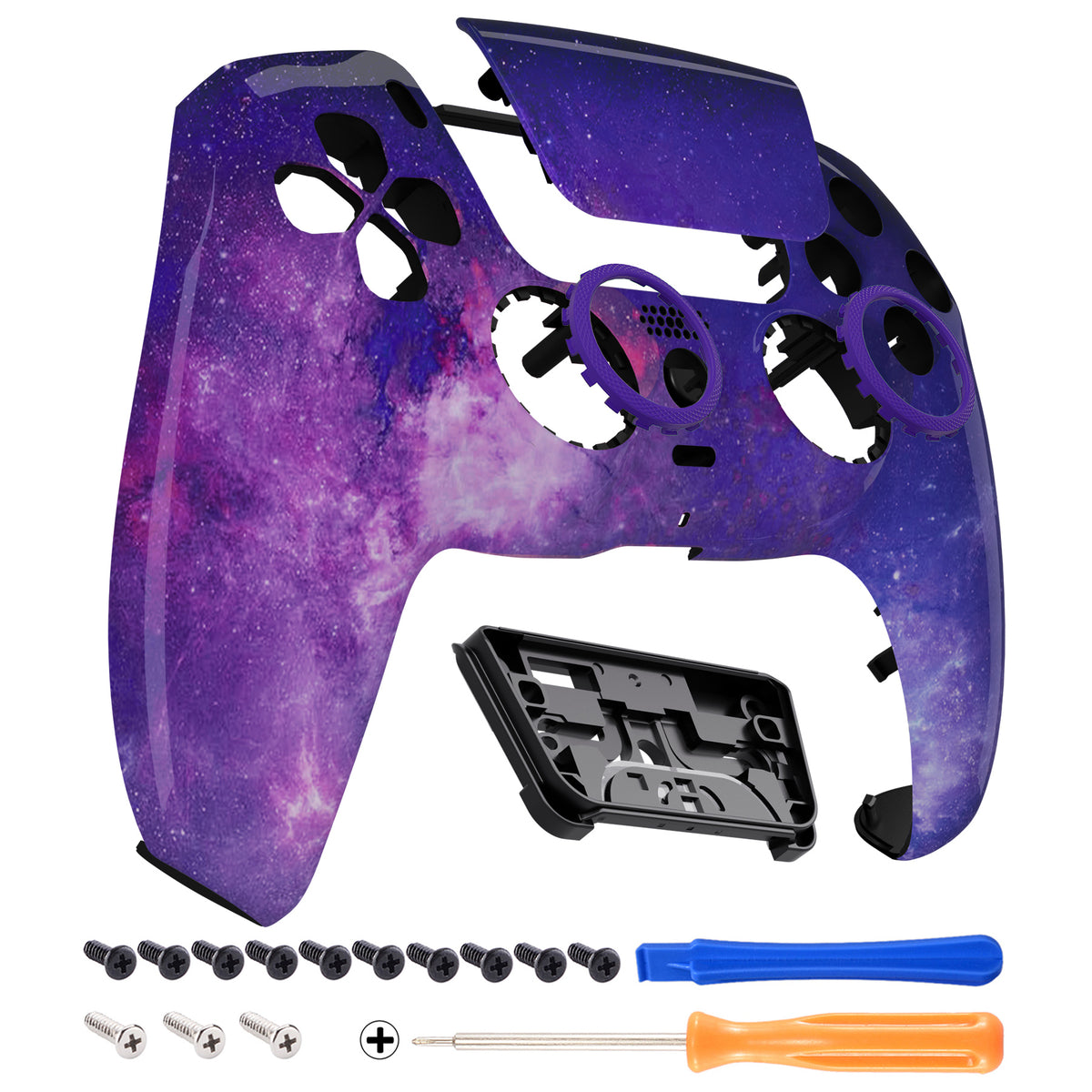 eXtremeRate PS5コントローラーBDM-010/020/030/040/050/060対応LUNA再設計交換対応用フロントシェル＆タッチパッド【パープル銀河】