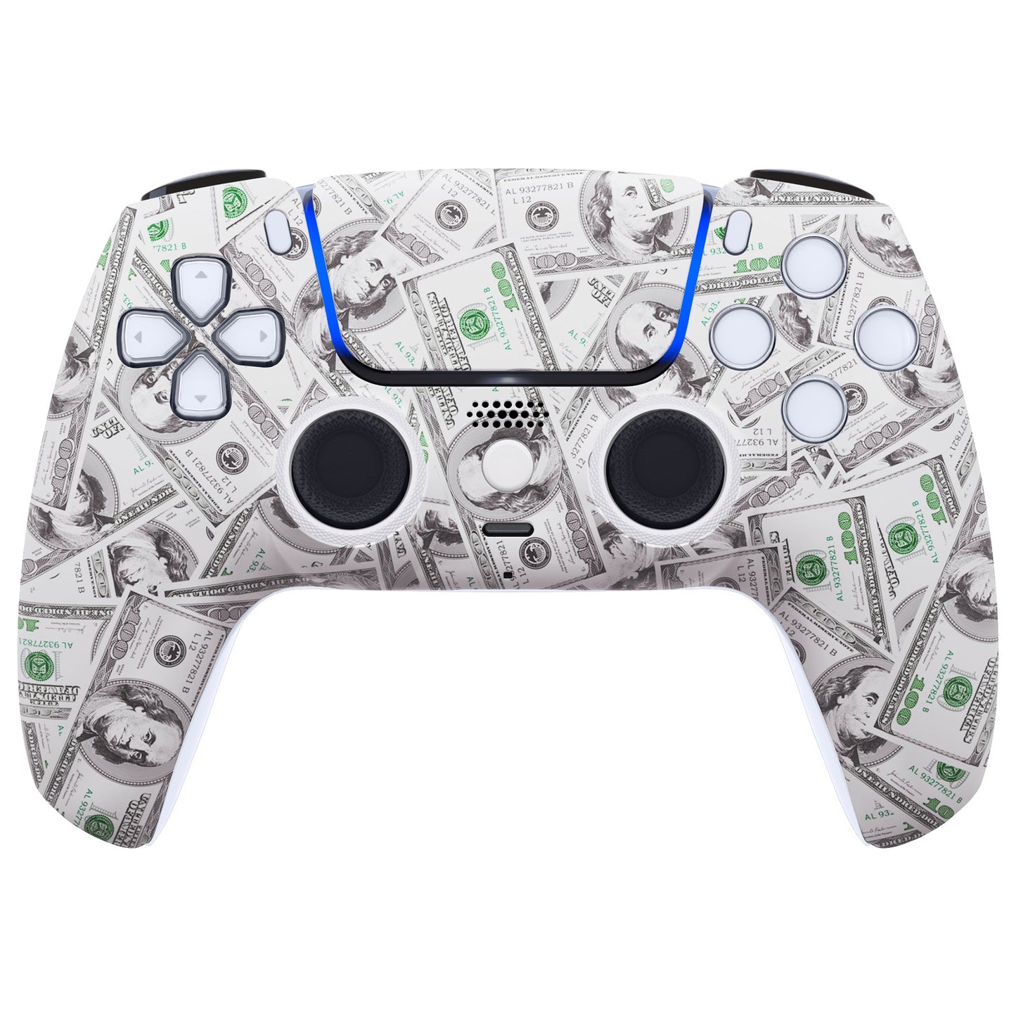 eXtremeRate LUNA Redesigned Replacement Front Shell with Touchpad Compatible with PS5 Controller BDM-010/020/030/040 - The $100 Cash Money eXtremeRate