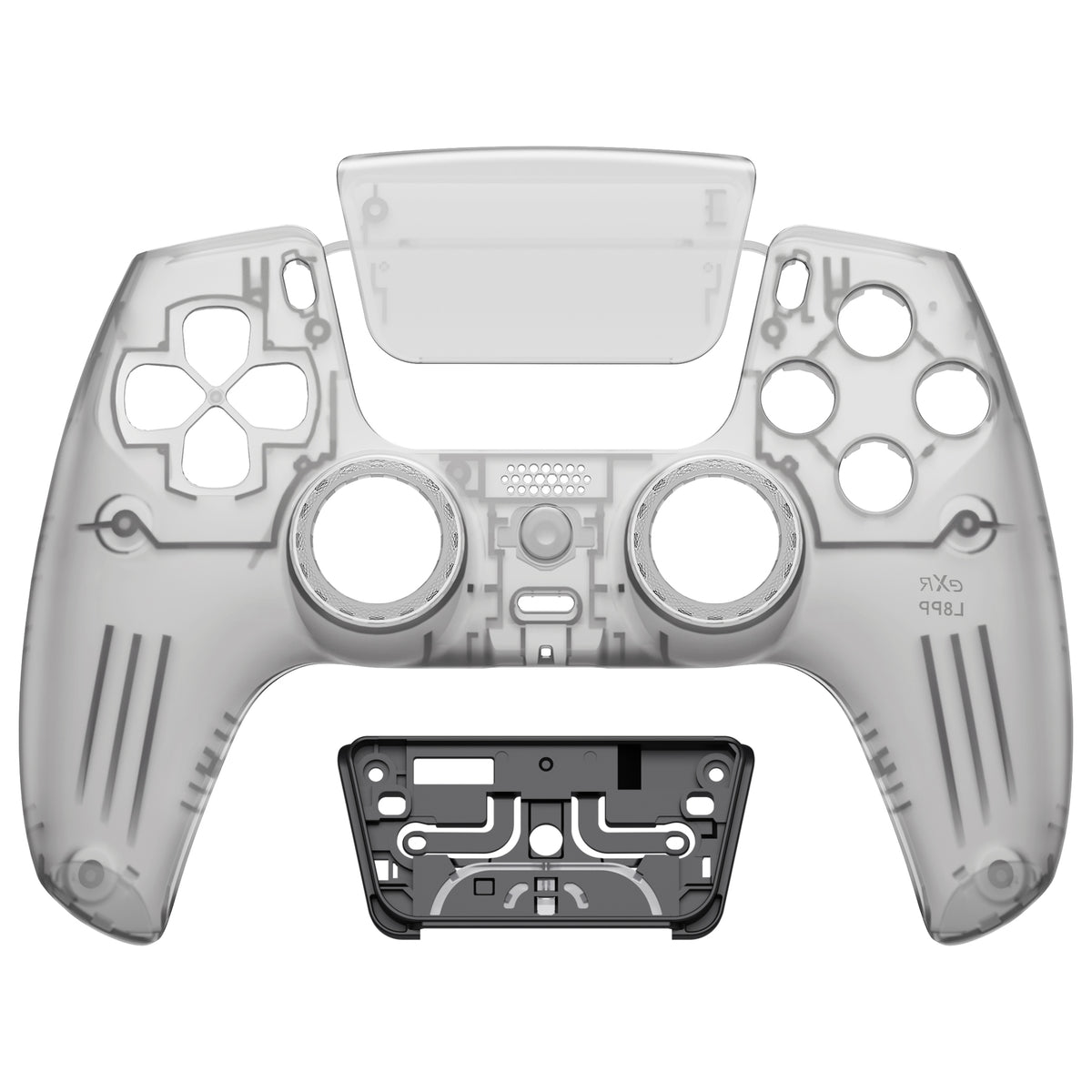 eXtremeRate PS5コントローラーBDM-010/020/030/040/050/060対応LUNA再設計交換対応用フロントシェル＆タッチパッド【クリアブラック】