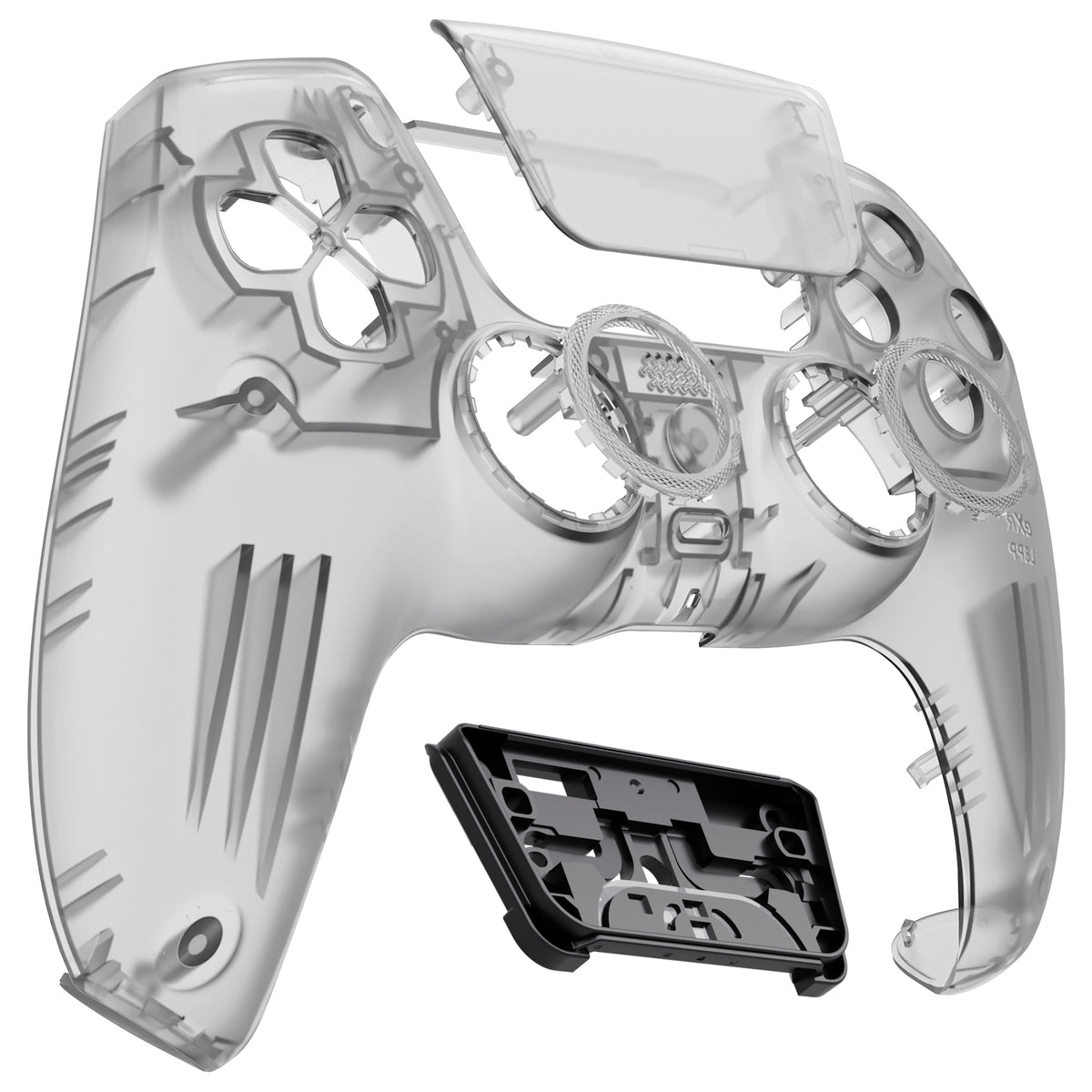 eXtremeRate PS5コントローラーBDM-010/020/030/040/050/060対応LUNA再設計交換対応用フロントシェル＆タッチパッド【クリアブラック】