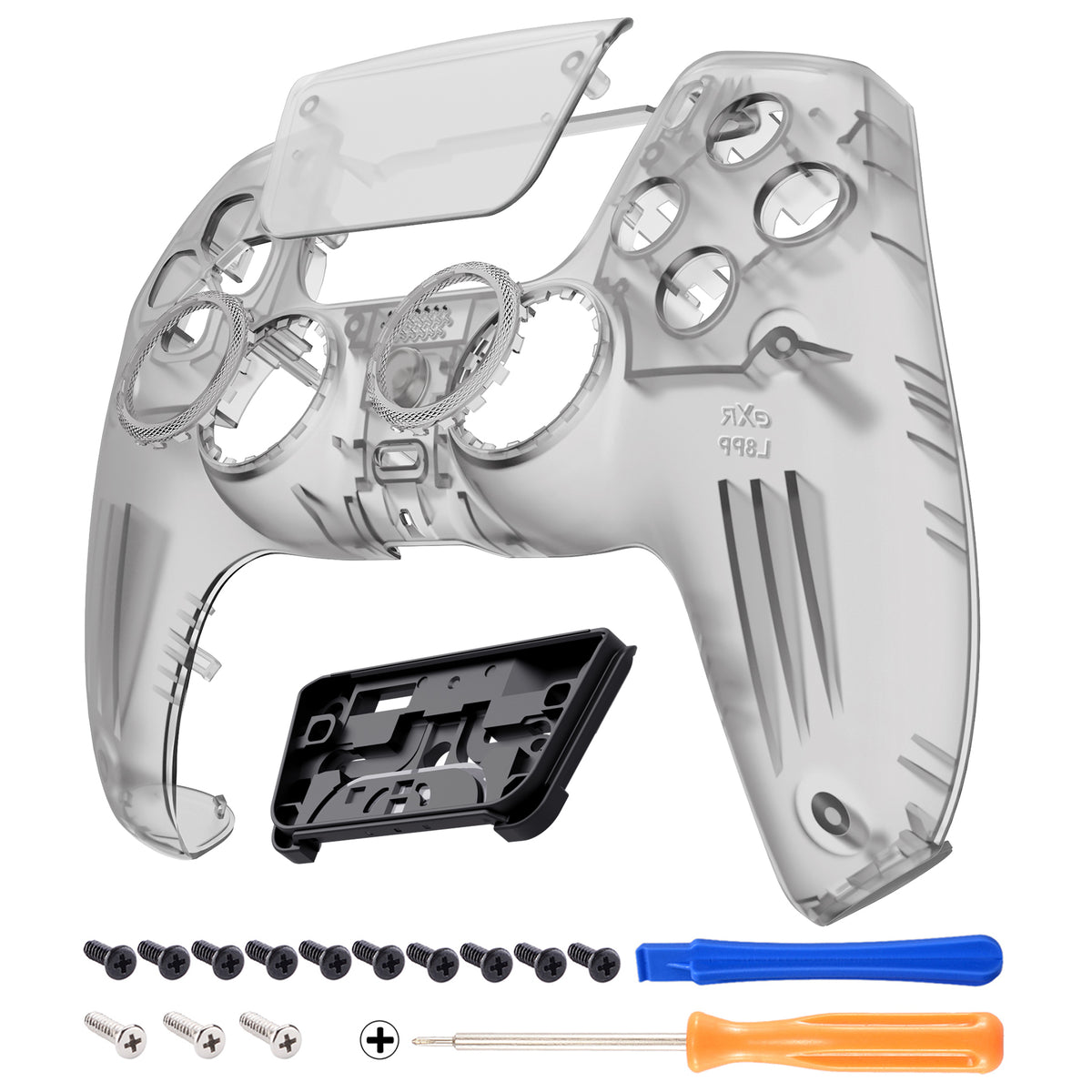 eXtremeRate PS5コントローラーBDM-010/020/030/040/050/060対応LUNA再設計交換対応用フロントシェル＆タッチパッド【クリアブラック】