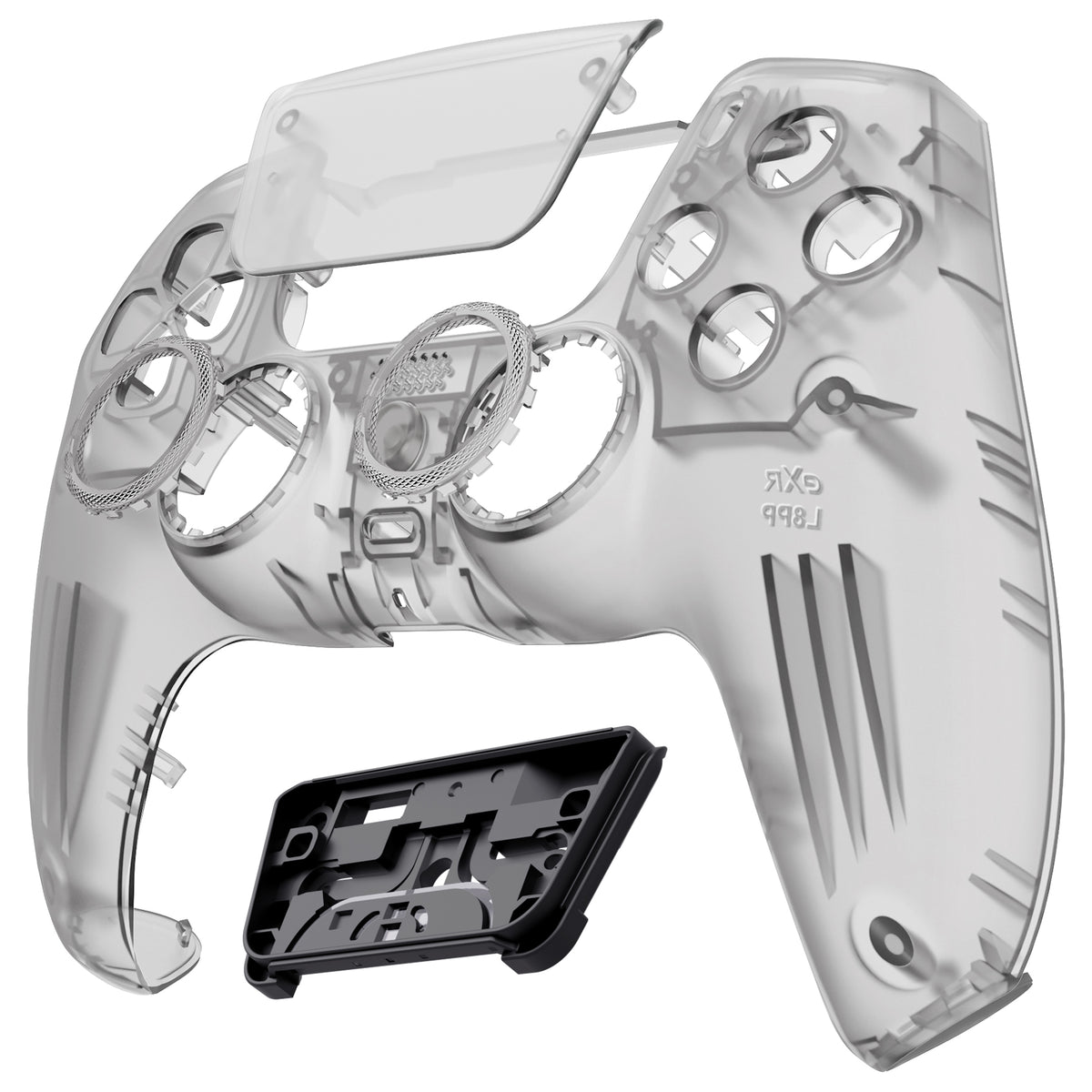 eXtremeRate PS5コントローラーBDM-010/020/030/040/050/060対応LUNA再設計交換対応用フロントシェル＆タッチパッド【クリアブラック】