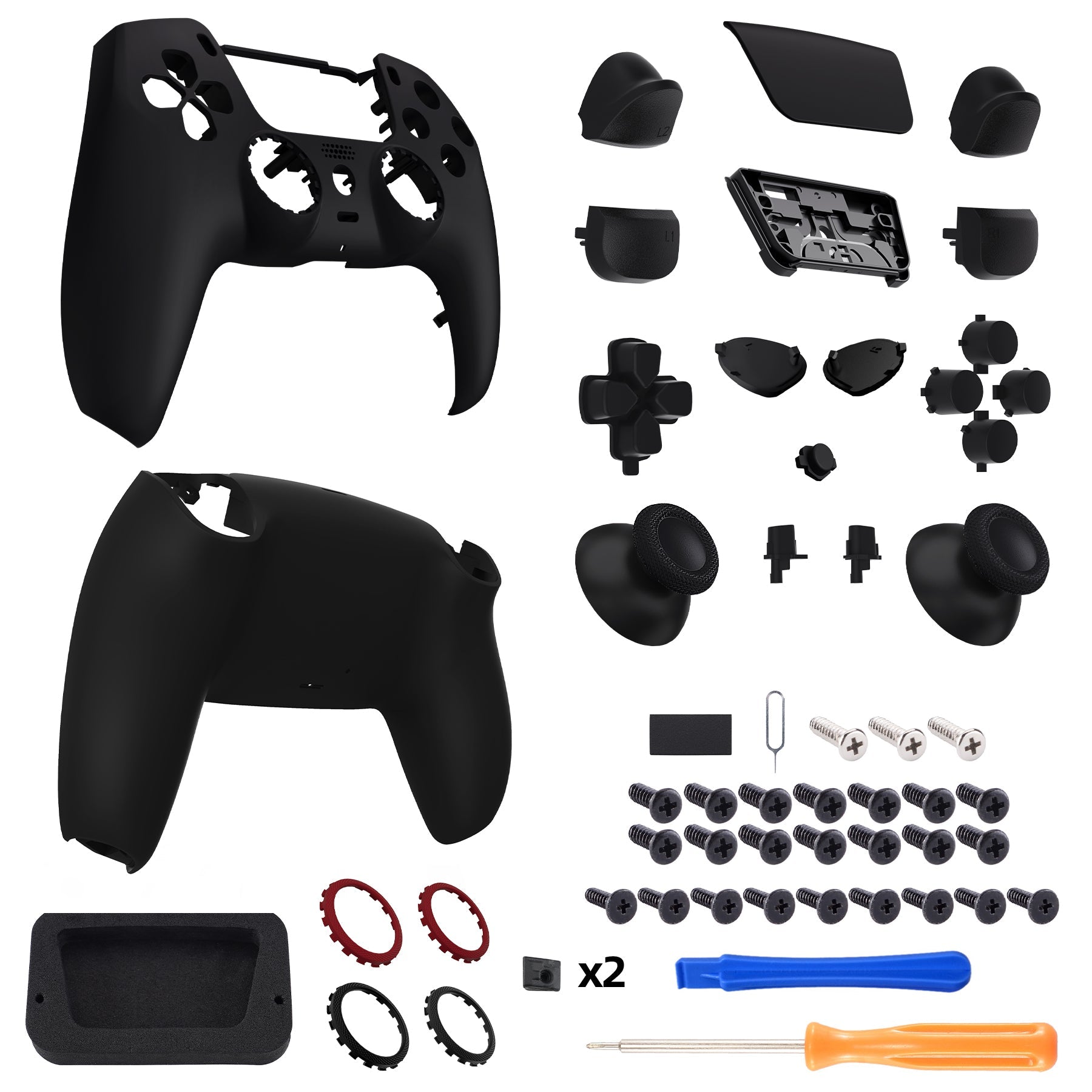 eXtremeRate LUNA Redesigned Replacement Full Set Shells with Buttons Compatible with PS5 Controller BDM-030/040 - Black eXtremeRate