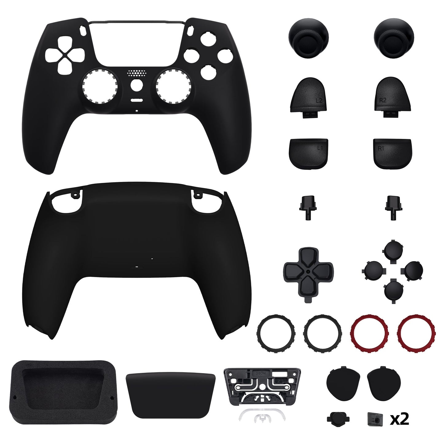 eXtremeRate LUNA Redesigned Replacement Full Set Shells with Buttons Compatible with PS5 Controller BDM-030/040 - Black eXtremeRate