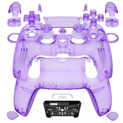 eXtremeRate LUNA Redesigned Replacement Full Set Shells with Buttons Compatible with PS5 Controller BDM-030/040 - Clear Atomic Purple eXtremeRate