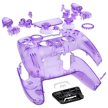 eXtremeRate LUNA Redesigned Replacement Full Set Shells with Buttons Compatible with PS5 Controller BDM-030/040 - Clear Atomic Purple eXtremeRate