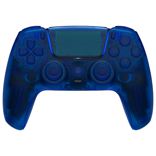 eXtremeRate LUNA Redesigned Replacement Full Set Shells with Buttons Compatible with PS5 Controller BDM-030/040 - Clear Blue eXtremeRate