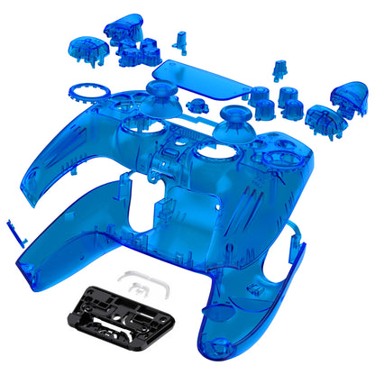 eXtremeRate LUNA Redesigned Replacement Full Set Shells with Buttons Compatible with PS5 Controller BDM-030/040 - Clear Blue eXtremeRate