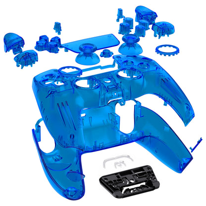 eXtremeRate LUNA Redesigned Replacement Full Set Shells with Buttons Compatible with PS5 Controller BDM-030/040 - Clear Blue eXtremeRate