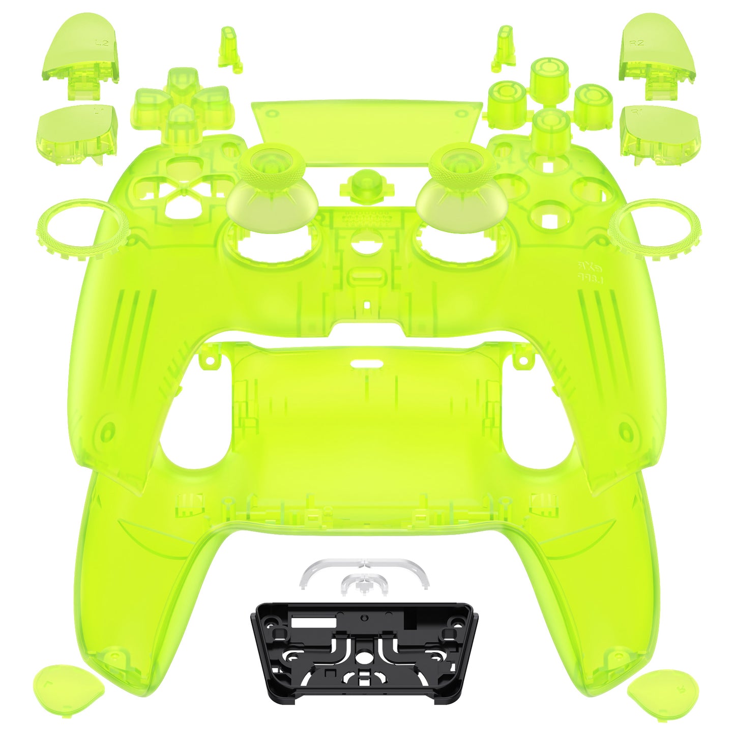 eXtremeRate PS5コントローラーBDM-030/040/050対応LUNA再設計交換対応用フルセットシェル＆ボタン【クリアライムグリーン】