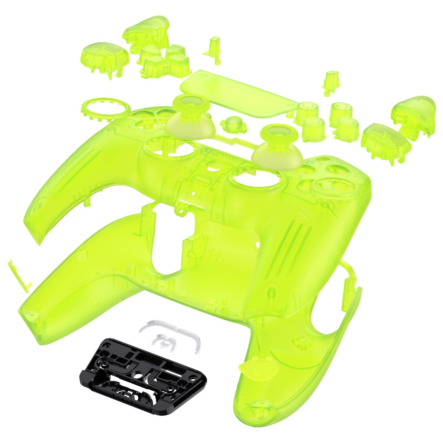 eXtremeRate PS5コントローラーBDM-030/040/050対応LUNA再設計交換対応用フルセットシェル＆ボタン【クリアライムグリーン】