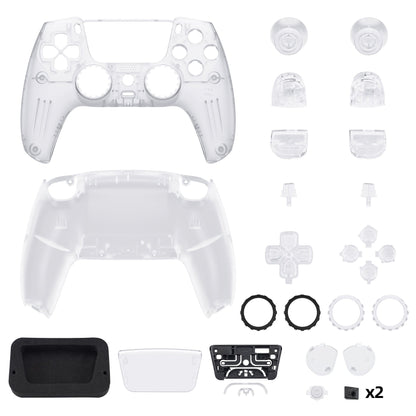 eXtremeRate LUNA Redesigned Replacement Full Set Shells with Buttons Compatible with PS5 Controller BDM-030/040 - Clear eXtremeRate