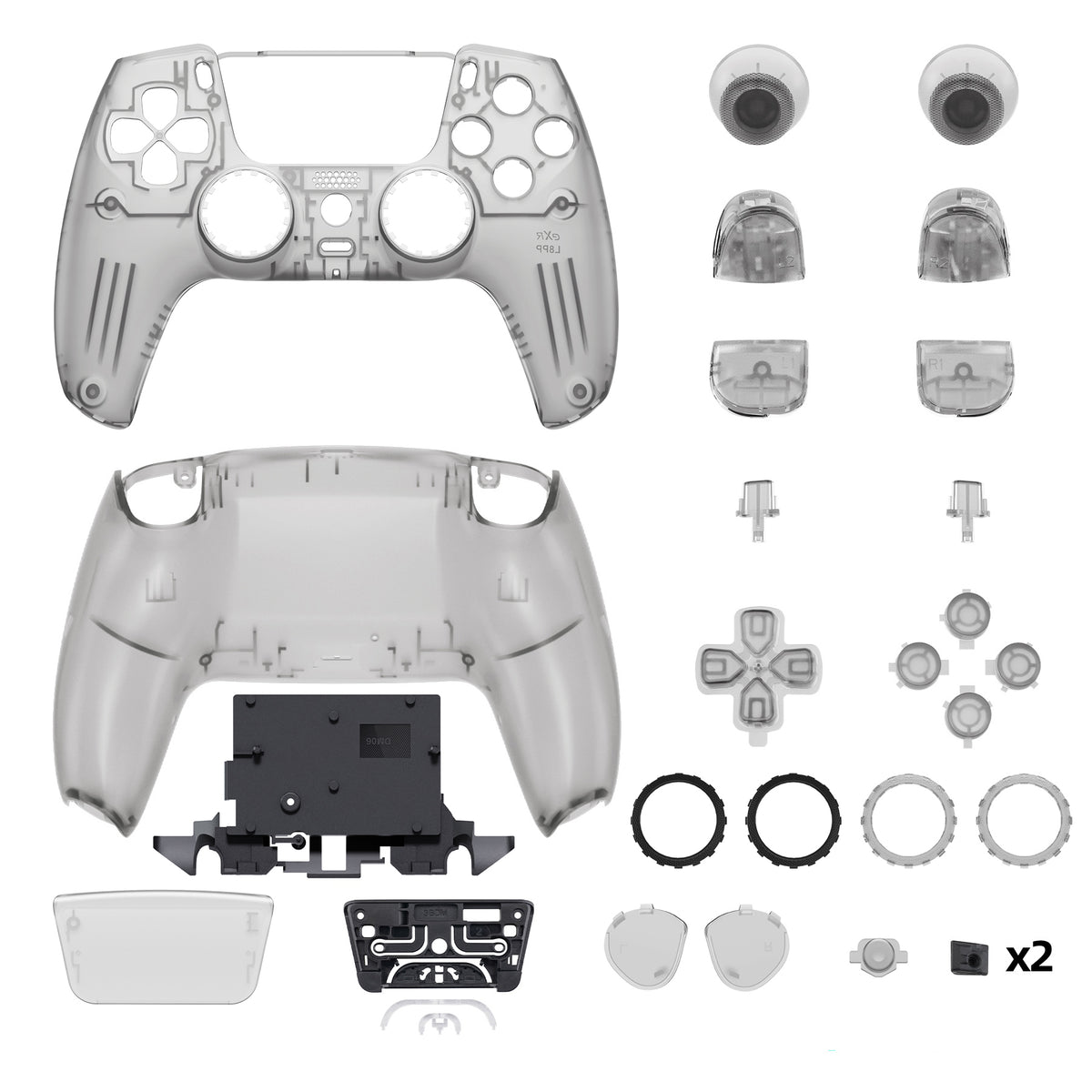 eXtremeRate LUNA Redesigned Replacement Full Shell & Button Set for PS5 Controller BDM-030/040/050 (Black)