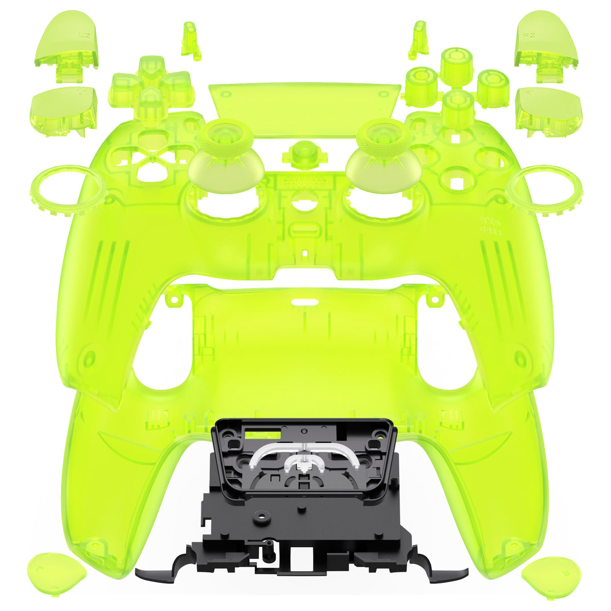 eXtremeRate LUNA Redesigned Replacement Full Shell & Button Set for PS5 Controller BDM-030/040/050 (Black)