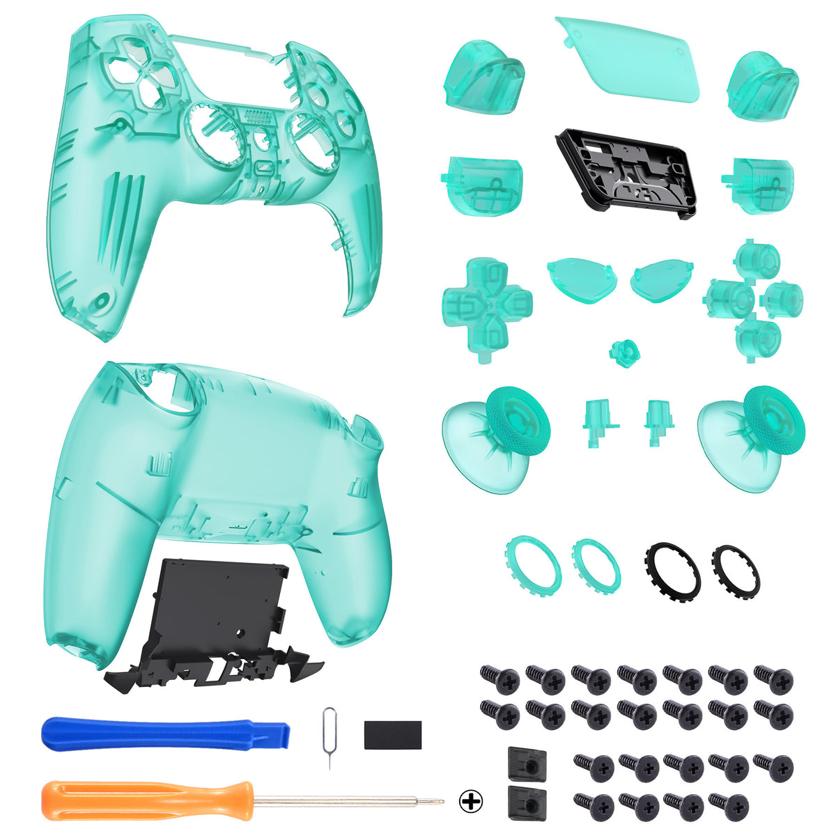 eXtremeRate PS5コントローラーBDM-030/040/050/060対応LUNA再設計交換対応用フルセットシェル＆ボタン【エメラルドグリーン】