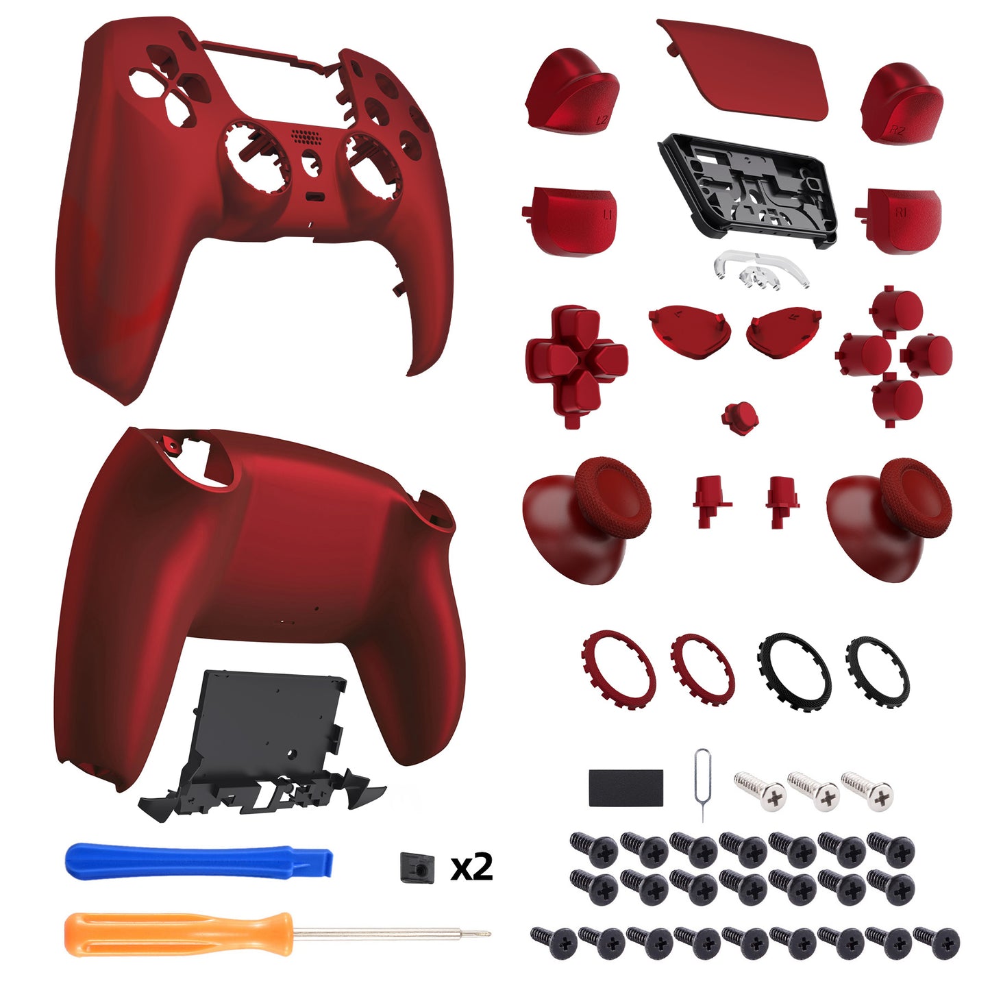 eXtremeRate PS5コントローラーBDM-030/040/050/060対応LUNA再設計交換対応用フルセットシェル＆ボタン【スカーレットレッド】