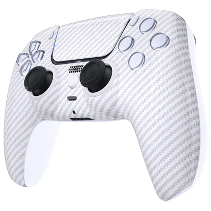 eXtremeRate LUNA Redesigned Replacement Front Shell with Touchpad Compatible with PS5 Controller BDM-010/020/030/040 - White Silver Carbon Fiber eXtremeRate