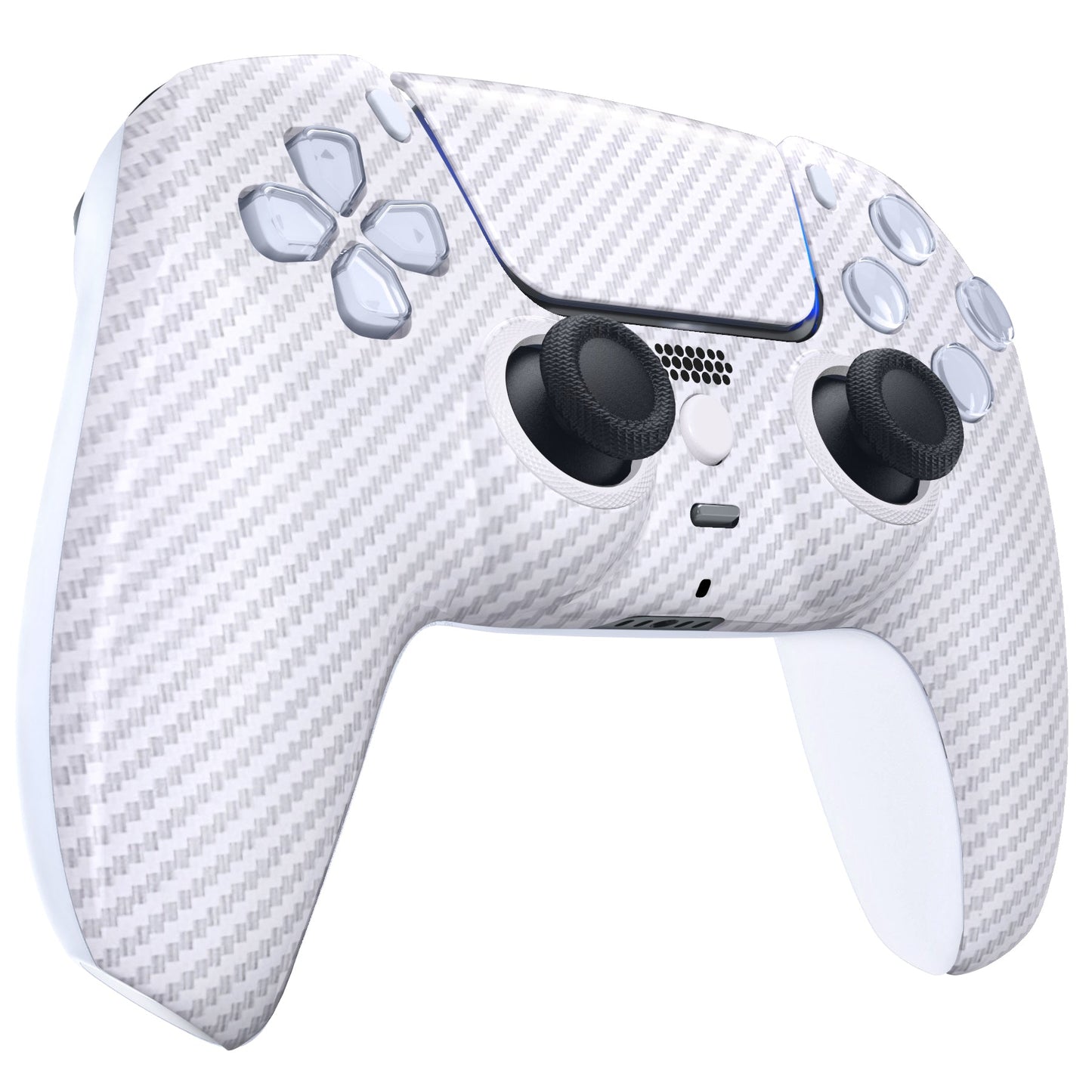 eXtremeRate LUNA Redesigned Replacement Front Shell with Touchpad Compatible with PS5 Controller BDM-010/020/030/040 - White Silver Carbon Fiber eXtremeRate