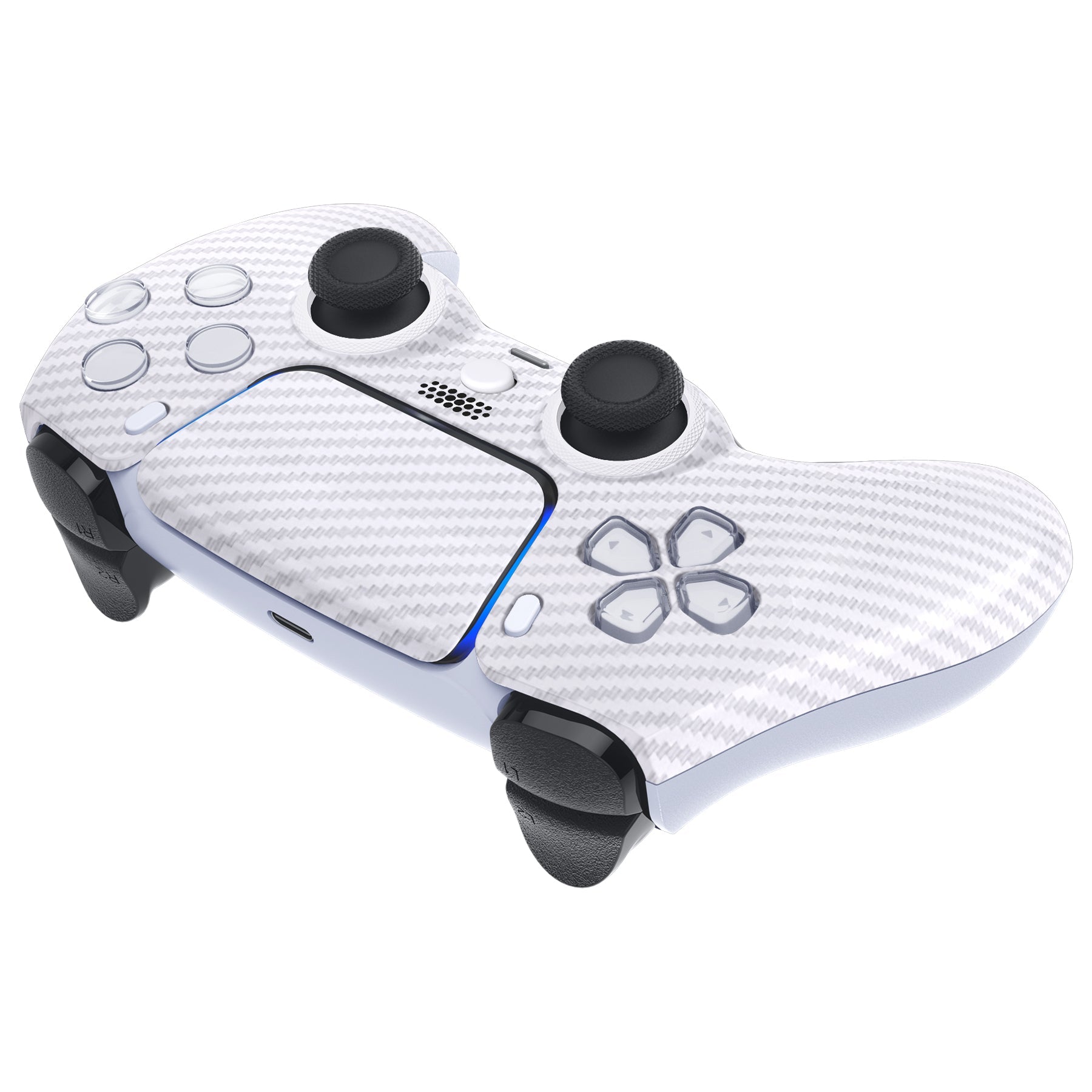 eXtremeRate LUNA Redesigned Replacement Front Shell with Touchpad Compatible with PS5 Controller BDM-010/020/030/040 - White Silver Carbon Fiber eXtremeRate