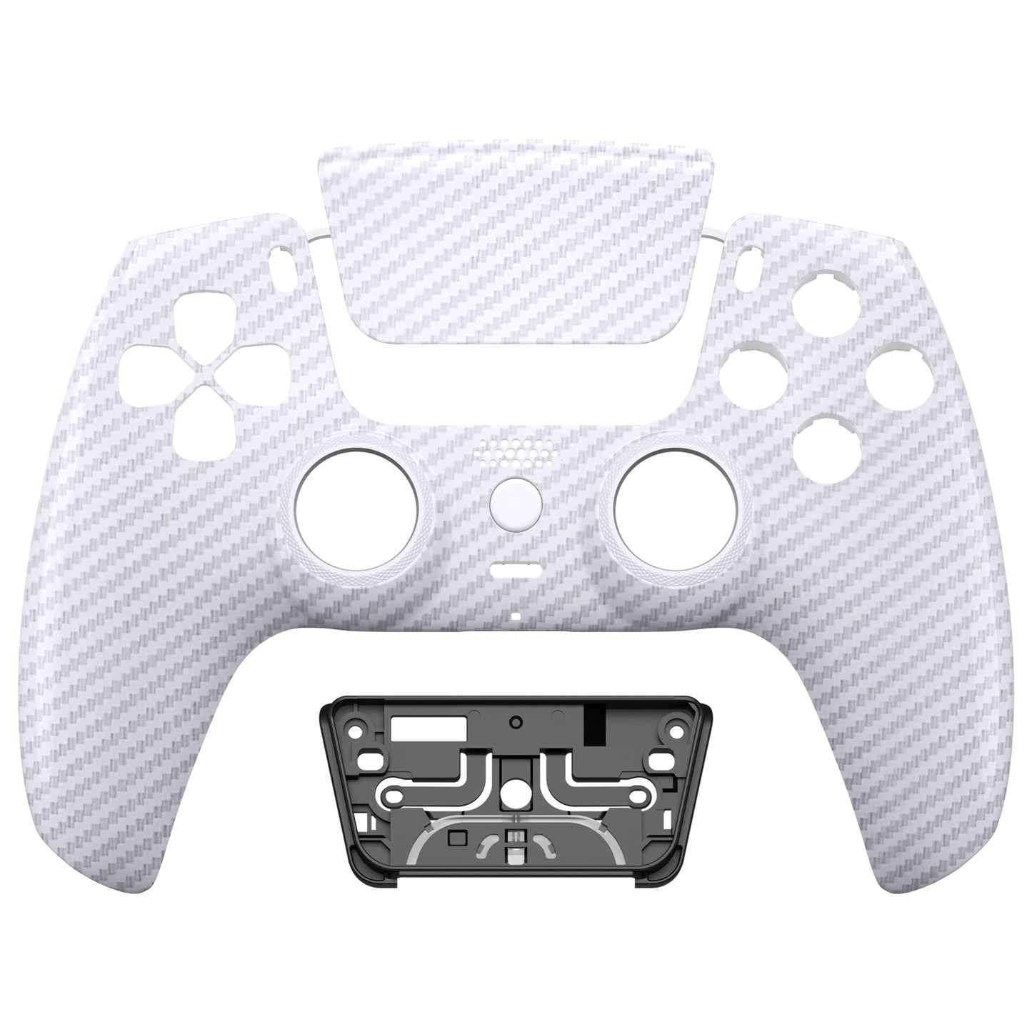 eXtremeRate LUNA Redesigned Replacement Front Shell with Touchpad Compatible with PS5 Controller BDM-010/020/030/040 - White Silver Carbon Fiber eXtremeRate