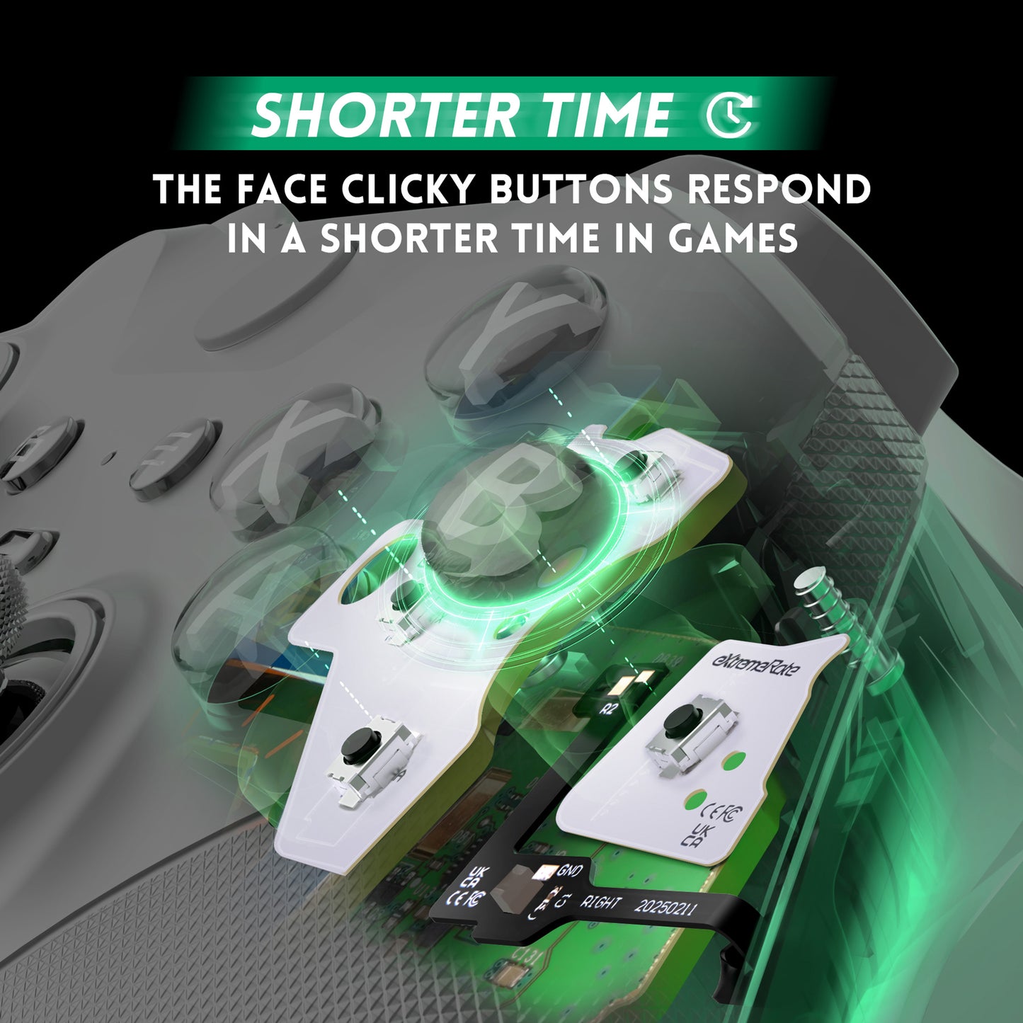 eXtremeRate Whole Clicky Kit for Xbox Elite Series 2 & Elite 2 Core Controller (Model 1797), featuring ergonomic tactile switches for shoulder and ABXY buttons, LT, RT, ABXY, and mouse clicks.