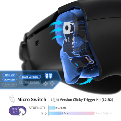 eXtremeRateマイクロスイッチ-ps5コントローラーBDM-010&BDM-020 ショルダーボタンに対応用ライトバージョンタクタイルクリッキーヘアトリガーキットV2、人間工学に基づいたマイクロスイッチL2R2ボタンとタクタイルスイッチL1R1ボタン、ps5コントローラーに対応用マウスクリック