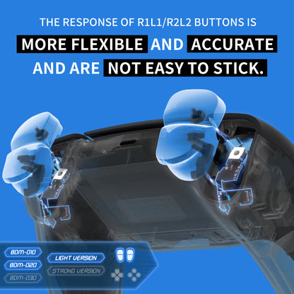 eXtremeRateマイクロスイッチ-ps5コントローラーBDM-010&BDM-020 ショルダーボタンに対応用ライトバージョンタクタイルクリッキーヘアトリガーキットV2、人間工学に基づいたマイクロスイッチL2R2ボタンとタクタイルスイッチL1R1ボタン、ps5コントローラーに対応用マウスクリック
