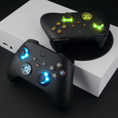 eXtremeRate Xbox Series X&Sコントローラー用マルチカラー発光ボタンDTF V2 LEDキット【木目調デザイン】