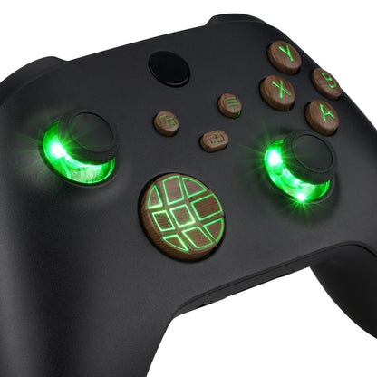 eXtremeRate Xbox Series X&Sコントローラー用マルチカラー発光ボタンDTF V2 LEDキット【木目調デザイン】