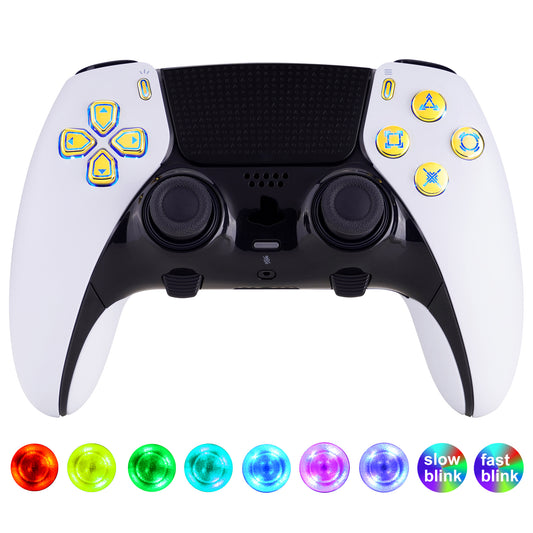 eXtremeRate PS5 edgeコントローラー対応用マルチカラー発光ボタンD&F LEDキット【クロームゴールド】