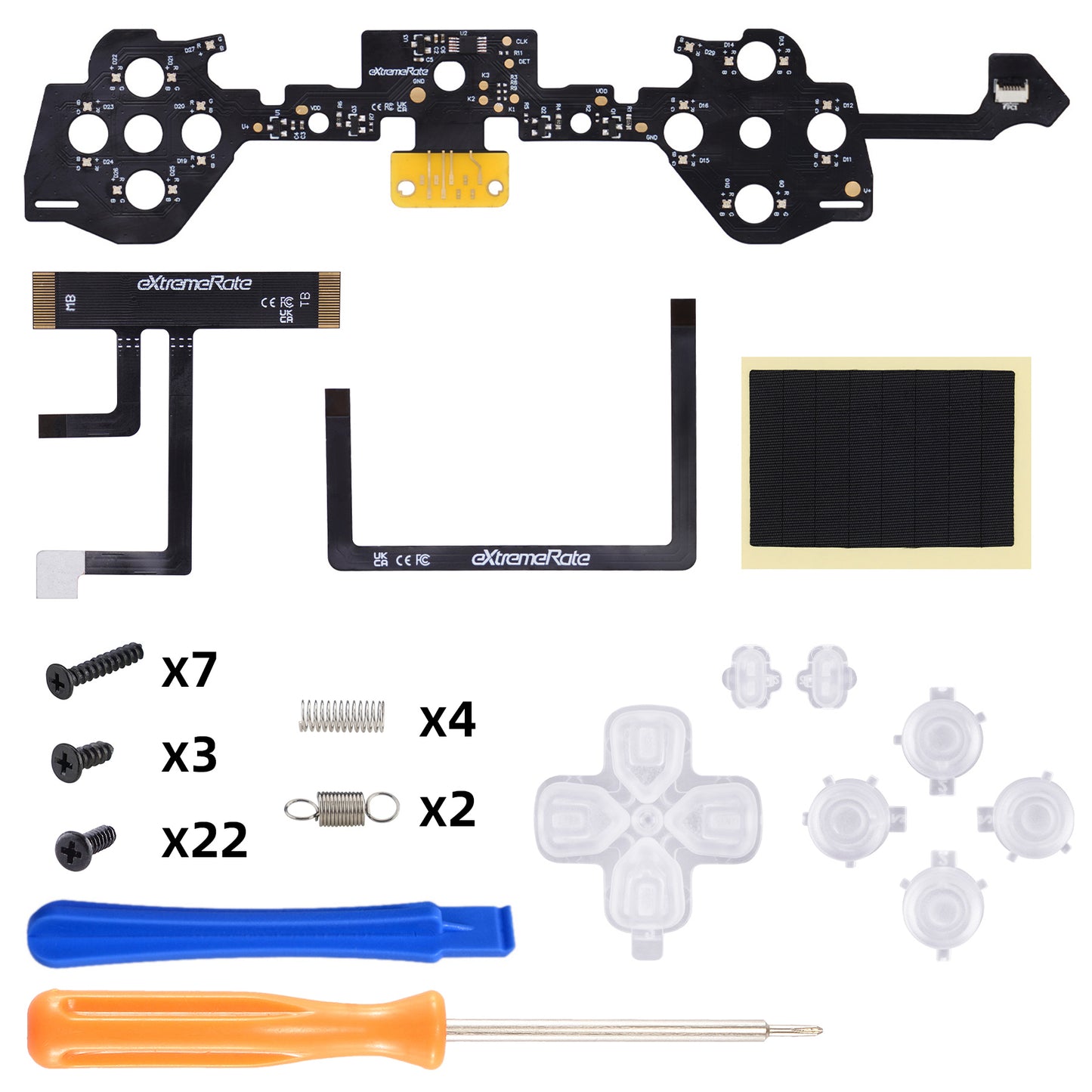 eXtremeRate PS5 edgeコントローラー対応用マルチカラー発光ボタンD&F LEDキット【クリア】