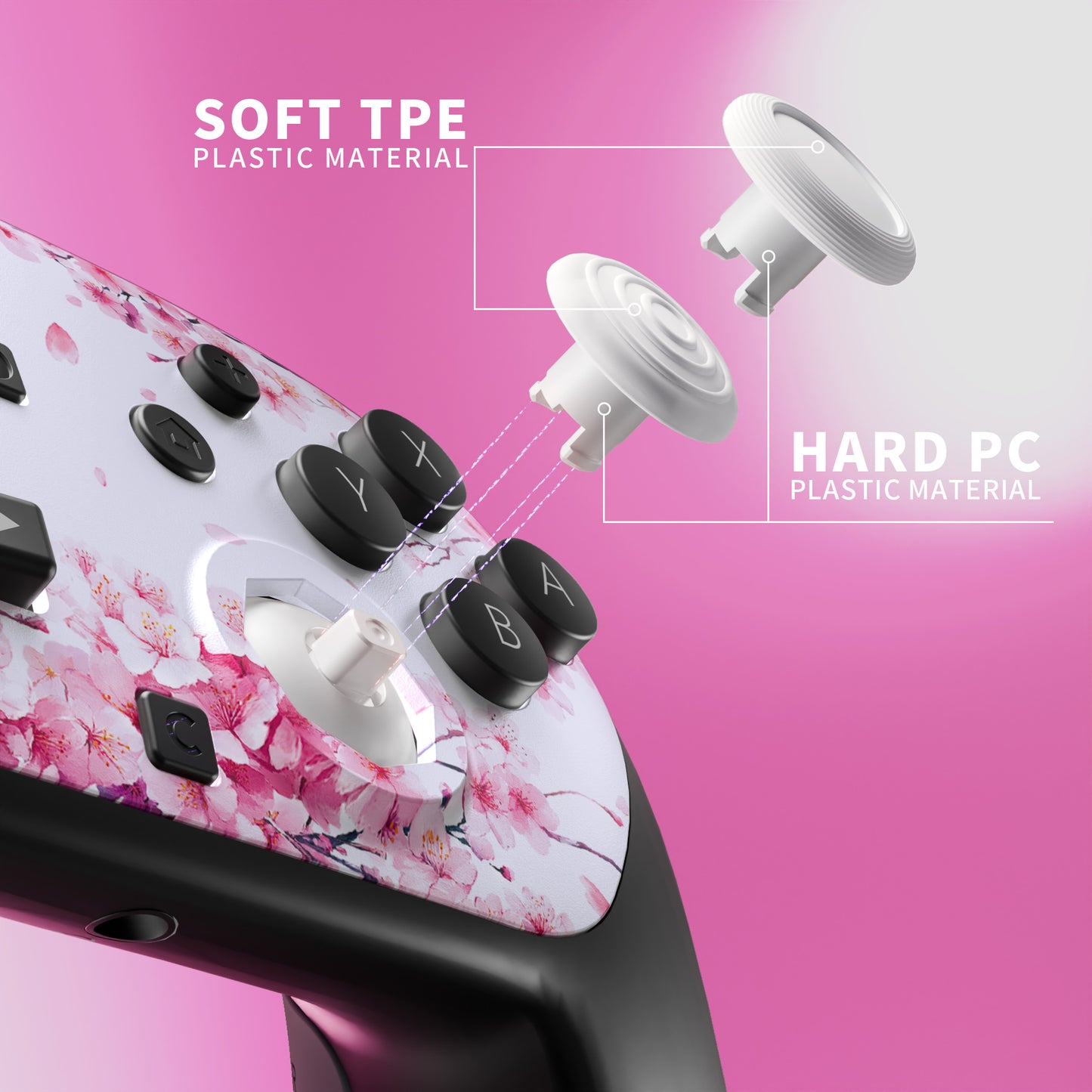 eXtremeRate Nintendo Switch 2 Proコントローラー対応 オクタゴナルゲートスティック対応デザイン フェイスプレートシェル【桜のささやき】