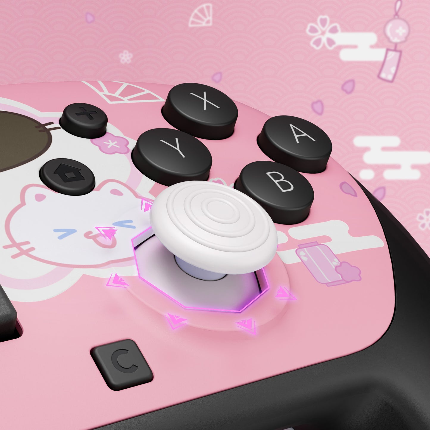 eXtremeRate Nintendo Switch 2 Proコントローラー対応 オクタゴナルゲートスティック対応デザイン フェイスプレートシェル【桜にゃんこ】